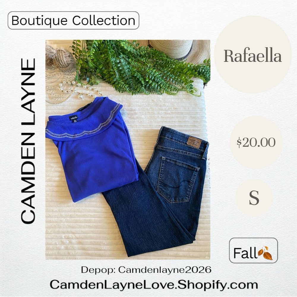 Rafaella Blue Cowl Neck Sweater - Picture 3 of 7